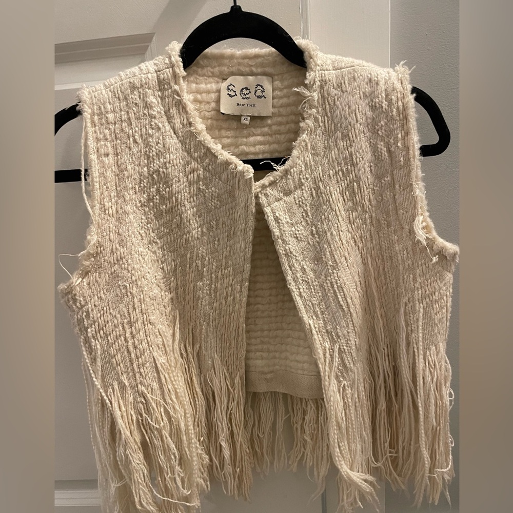SEA fringe cropped vest